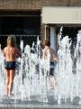 Playing in the fountain