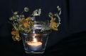 Candle glass with glass flowers